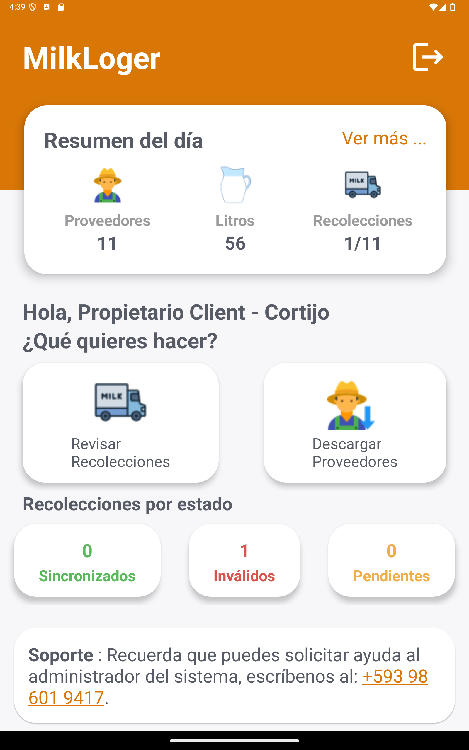 Aplicación android MilkLoger